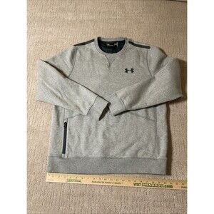 Under Armour Grey Crew Neck Sweater Men Size Large ColdGear Fitted Sweatshirt.